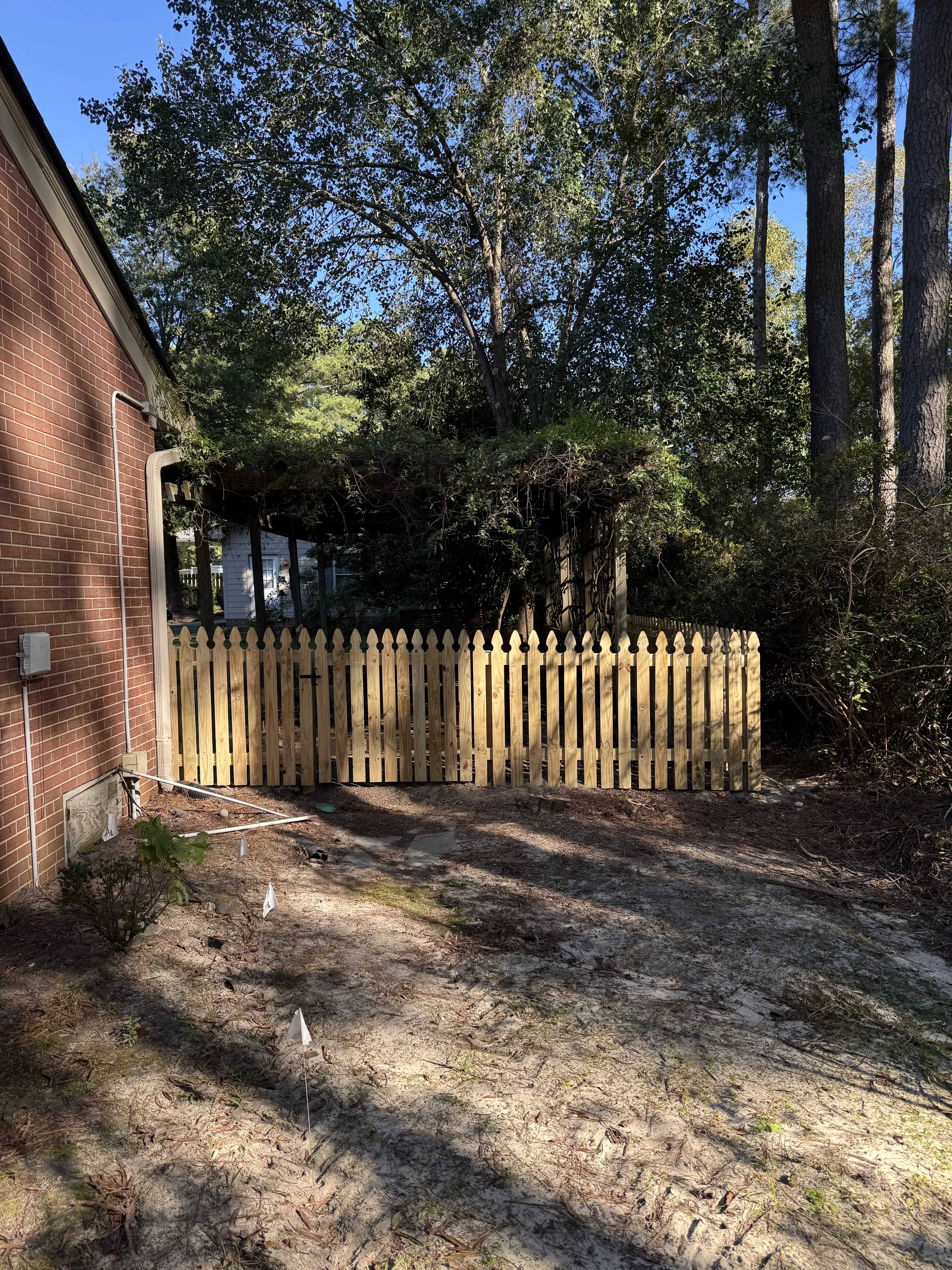 Wood fence installation